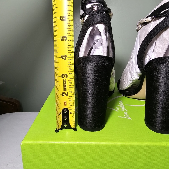 Sam Edelman Yanelli Black Silk Chunky Heel Beaded Wrap Around Strap Size 6.5 - Picture 6 of 8